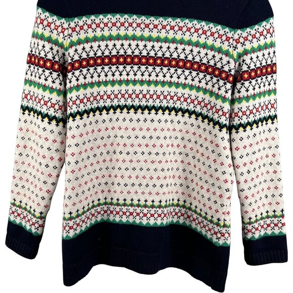 Talbots Womens L Fair Isle Shawl Collar Cardigan Sweater Soft Cozy Cotton Blend - Picture 10 of 16